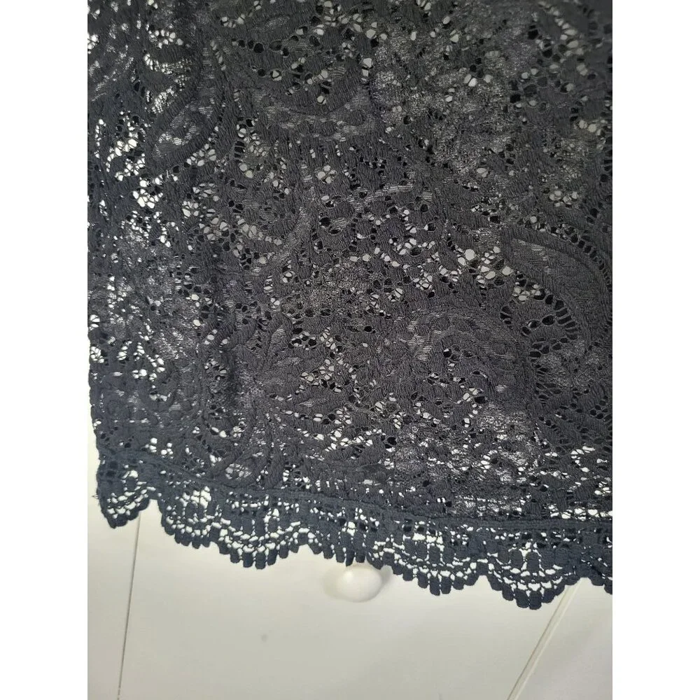 VTG Women's LG Whimsigoth Full Lace Long Sleeve Top Blouse See through y2k black - Picture 6 of 10